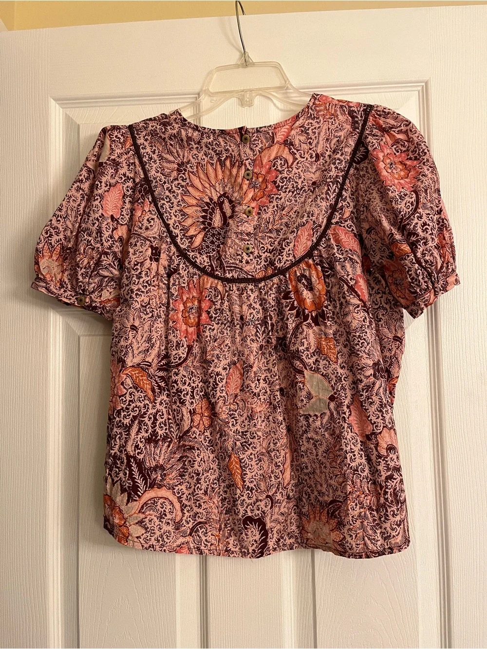 Madewell Boho Bali Blooms Yoked Puff-Sleeve Top